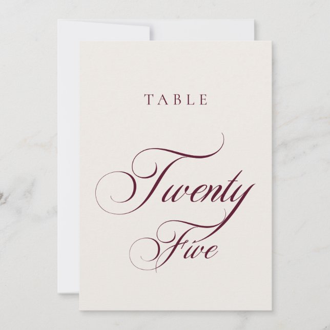 Numéro de table de mariage en calligraphie bourgui (Devant)