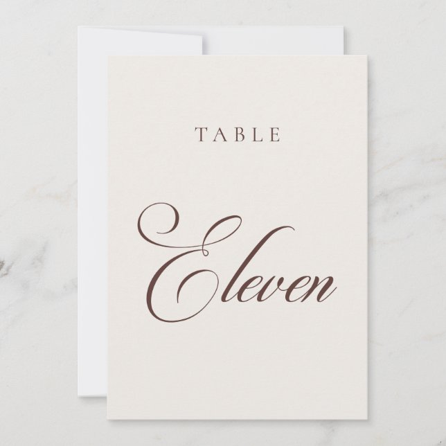 Numéro de table de mariage en calligraphie marron  (Devant)