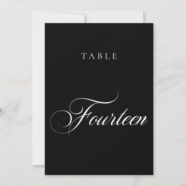 Numéro de table de mariage en calligraphie noire c (Devant)