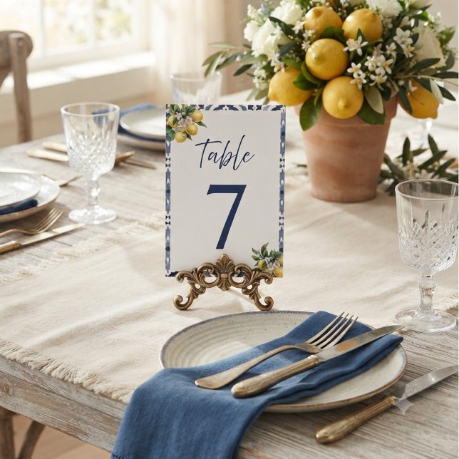 Numéro de table de mariage en carrelage bleu citro (Créateur téléchargé)