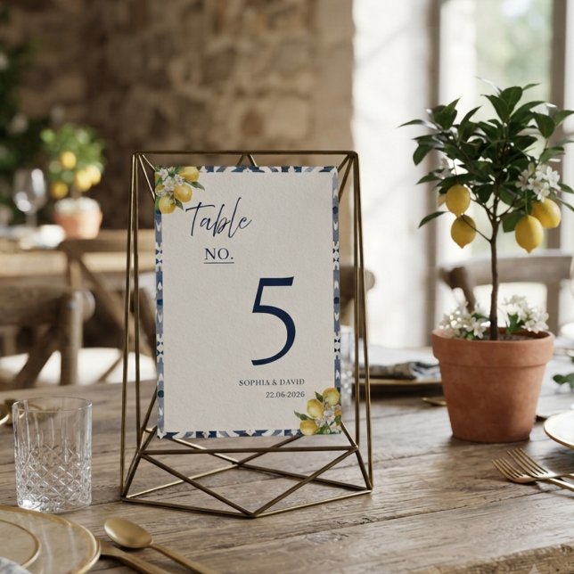 Numéro de table de mariage en carrelage bleu citro (Créateur téléchargé)