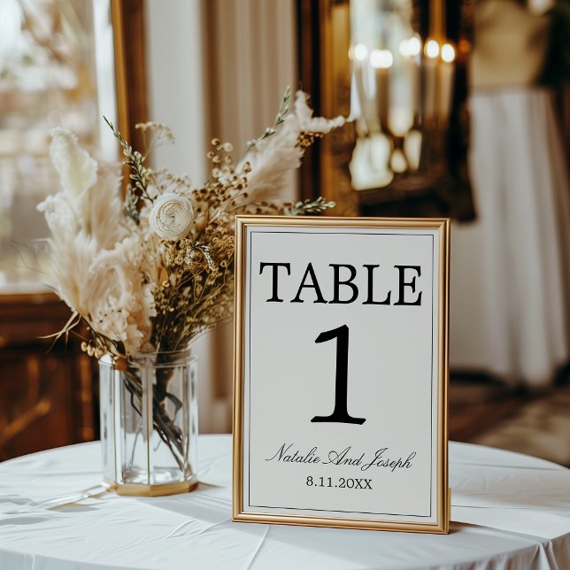 Numéro de table de mariage en crème noir élégant O (Créateur téléchargé)
