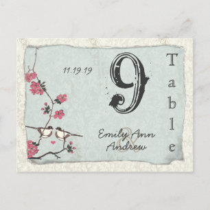Numéro de table de mariage en damas de cerisier fl