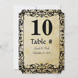 Numéro de table de mariage en damas floral vintage