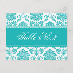 Numéro de table de mariage en Damas sarcelle