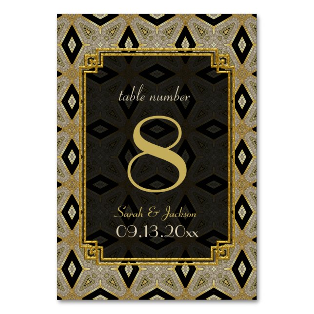 Numéro de table de mariage en diamant noir or Art  (Par défaut)