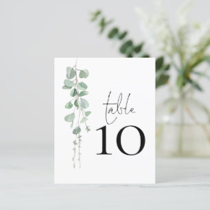 Numéro de table de mariage en écriture Eucalyptus