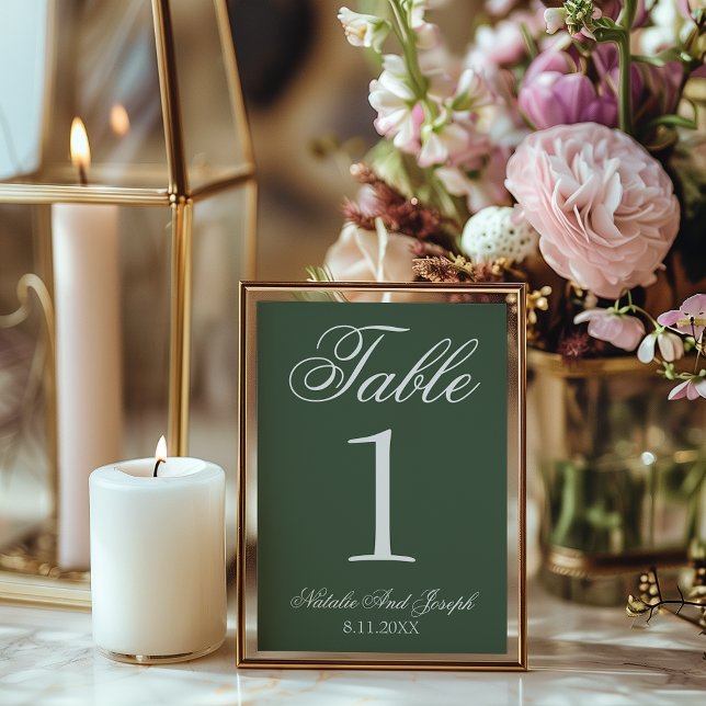 Numéro de table de mariage en émeraude blanc argen (Créateur téléchargé)