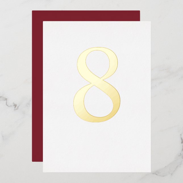 Numéro de table de mariage en feuille d'or couleur (Recto/Verso)