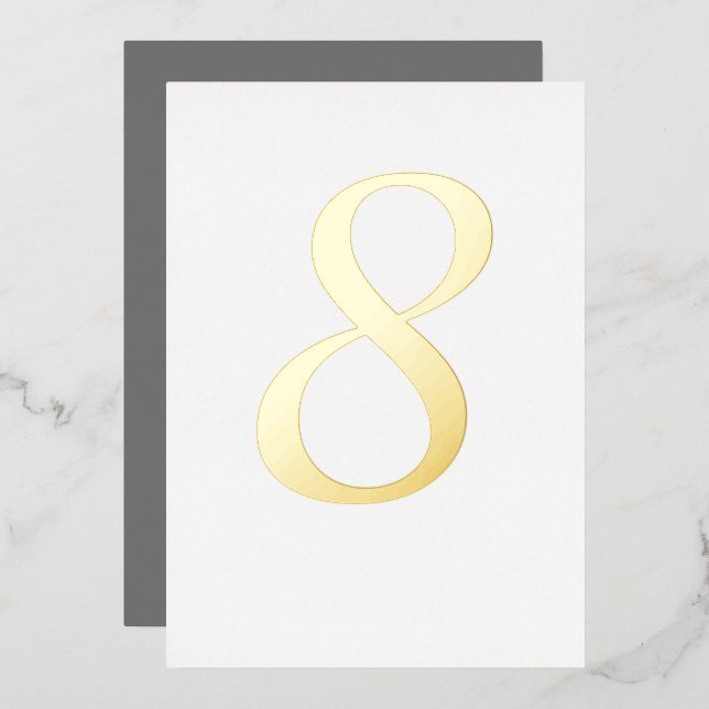 Numéro de table de mariage en feuille d'or couleur (Recto/Verso)
