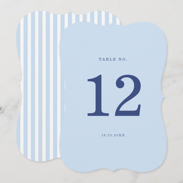 Numéro de table de mariage en forme de cabane bleu (Devant / Derrière)