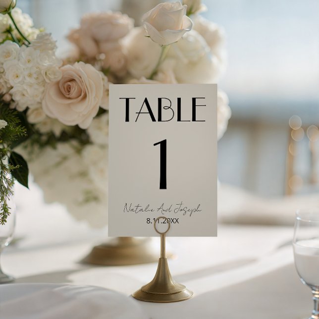 Numéro de table de mariage en ivoire noir élégant  (Créateur téléchargé)
