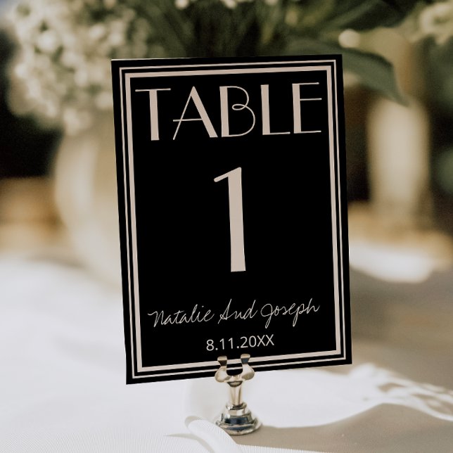 Numéro de table de mariage en ivoire noir élégant  (Créateur téléchargé)