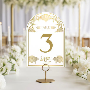 Numéro de table de mariage en or Art Déco vintage