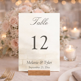 Numéro de table de mariage en pierre élégante