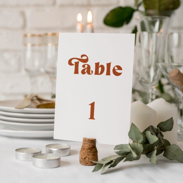 Numéro de table de mariage en terracotta rétro (Créateur téléchargé)