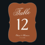 Numéro de table de mariage en terre cuite découpé<br><div class="desc">Élégant numéro de table de mariage en terre cuite découpé pour une réception de mariage moderne dans le désert raffiné, avec une palette chaude d'orange brûlé parfaite pour les couples qui aiment le style de luxe discret et l'esthétique de mariage à l'ancienne. Ce design moderne en terre cuite de forme...</div>