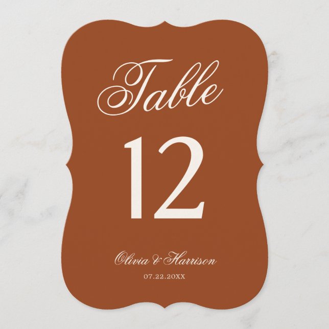 Numéro de table de mariage en terre cuite découpé (Devant)