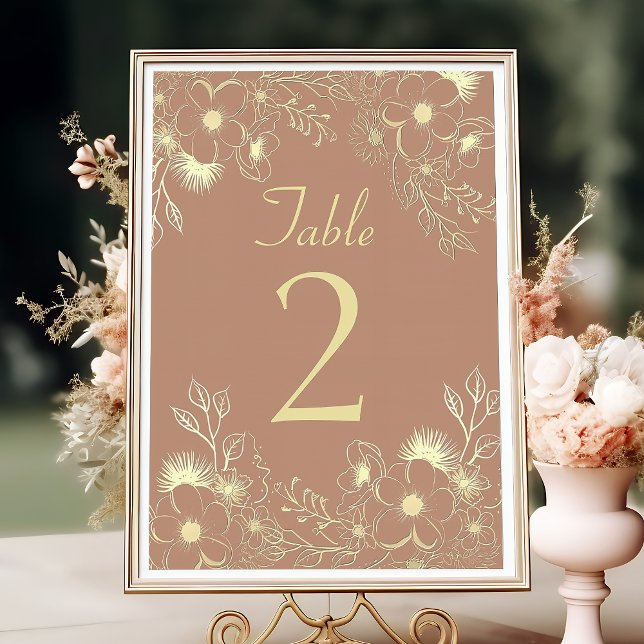 Numéro de table de mariage en terre cuite florale (Créateur téléchargé)