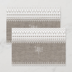 Numéro de table de mariage en toile de jute rustiq