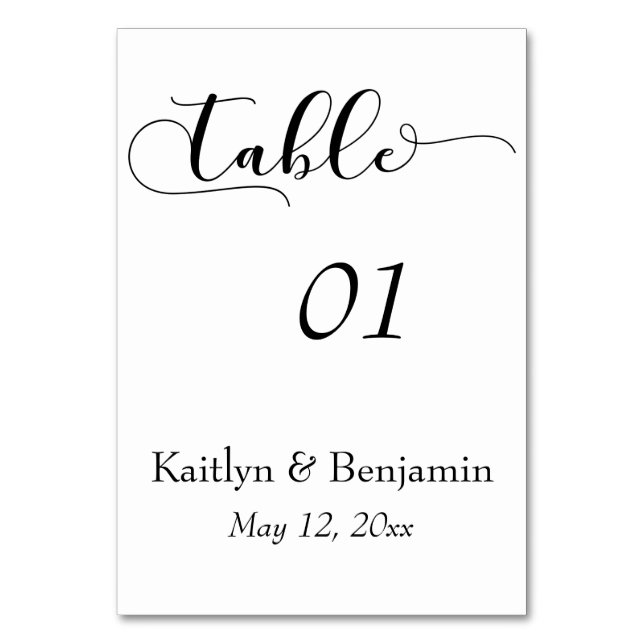 Numéro de table de mariage en typographie noir sur (Par défaut)