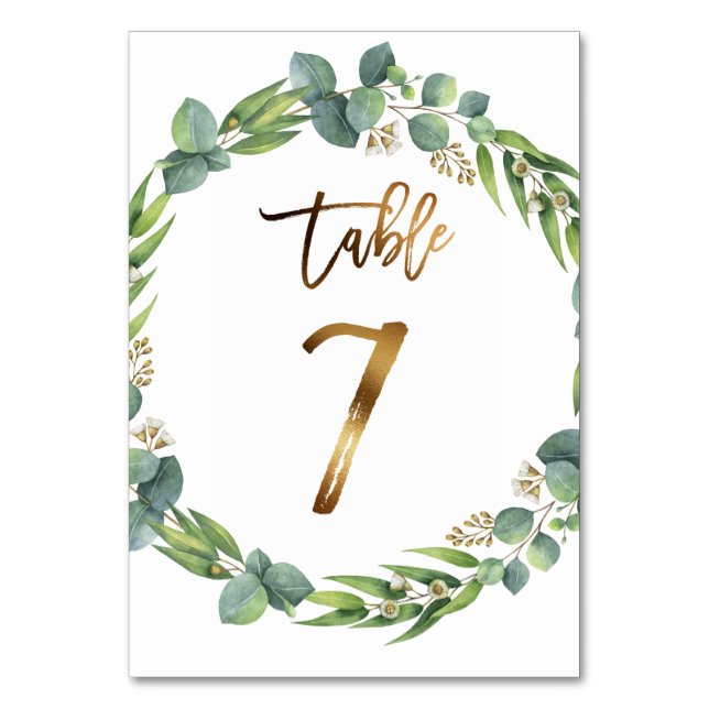 Numéro de table de mariage Eucalyptus (Dos)