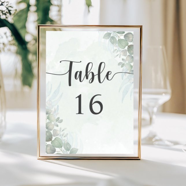Numéro de table de mariage eucalyptus vert sage Bo (Créateur téléchargé)