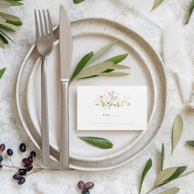 Numéro de table de mariage extérieur élégant avec  (Elegant Wildflower Outdoor Wedding Table Number Cards)