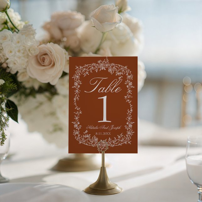 Numéro de table de mariage Fancy Floral Burnt Oran (Créateur téléchargé)