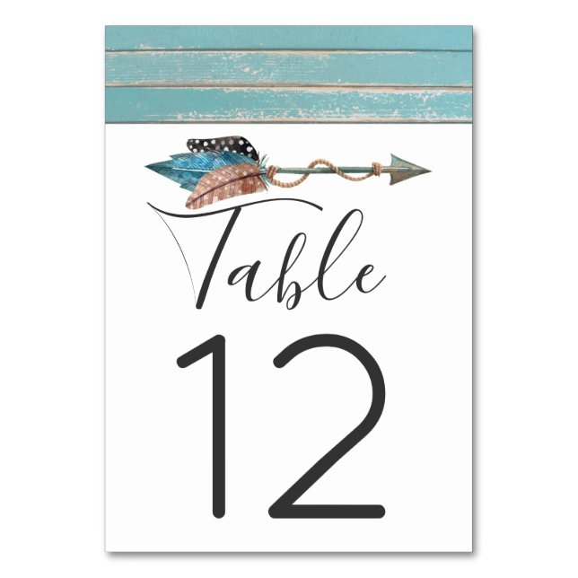 Numéro de table de mariage flèche bohème turquoise (Par défaut)
