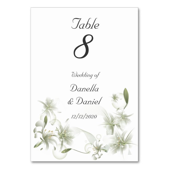 Numéro de table de mariage Fleurs blanches Floral (Par défaut)