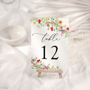 Numéro de table de mariage Fleurs sauvages élégant