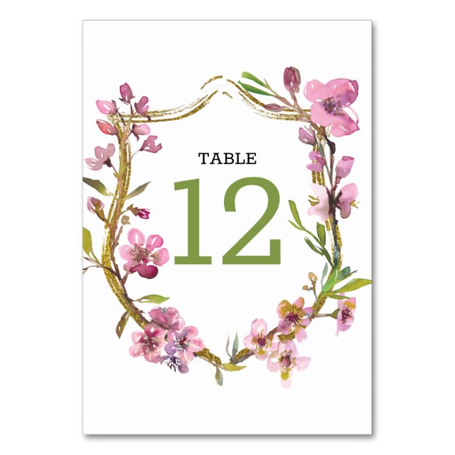 Numéro de table de mariage floral à fleurs de ceri (Par défaut)