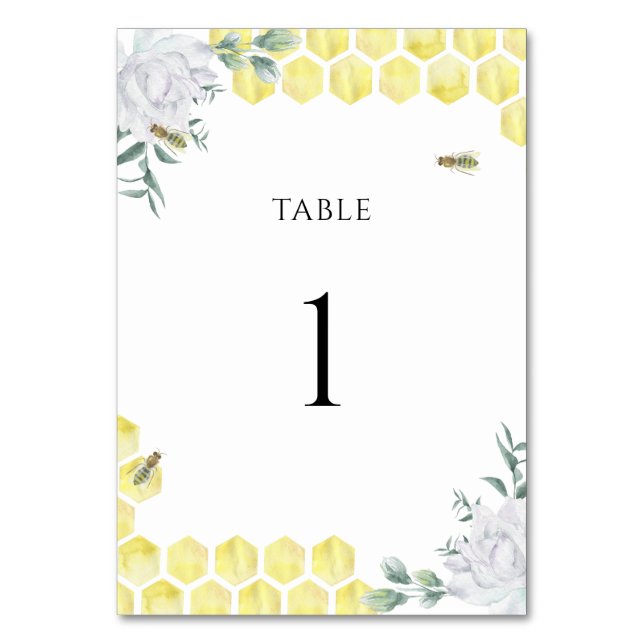 Numéro de table de mariage - floral abeille aquare (Par défaut)