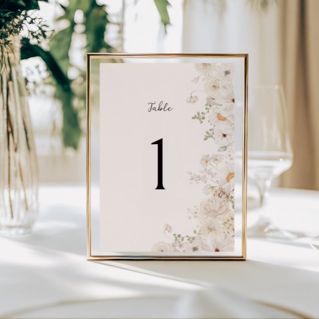 Numéro de table de Mariage Floral Blanc (Créateur téléchargé)