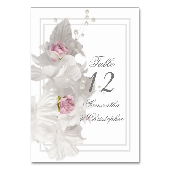 Numéro de table de mariage floral blanc (Par défaut)