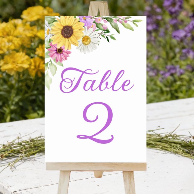 Numéro de table de mariage floral bohème tournesol (Créateur téléchargé)