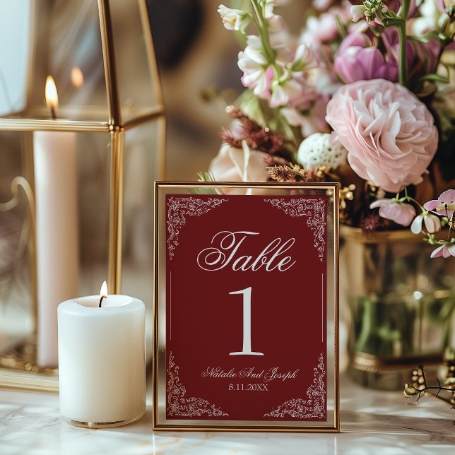 Numéro de table de mariage floral bordeaux Boho (Créateur téléchargé)