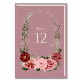 Numéro de table de mariage floral bordeaux Rose po