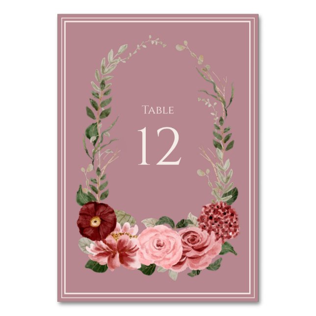 Numéro de table de mariage floral bordeaux Rose po (Par défaut)