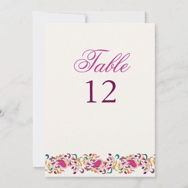Numéro de table de mariage floral cygne perle clas (Devant)