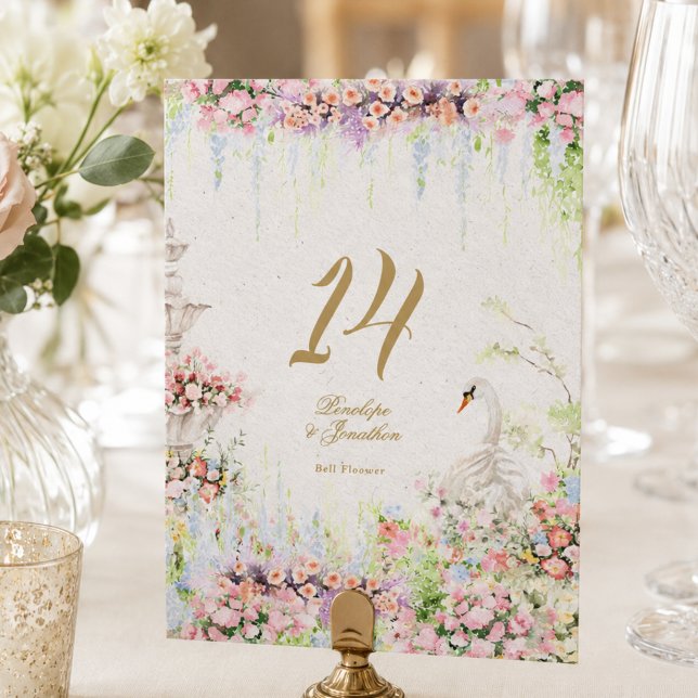 Numéro de table de mariage floral de château franç (Créateur téléchargé)