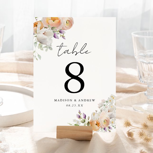 Numéro de table de mariage floral de printemps dél (Créateur téléchargé)