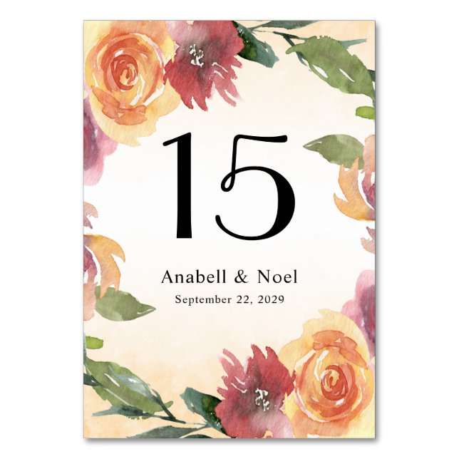 Numéro de table de mariage floral d'été (Par défaut)