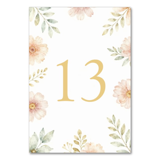 Numéro de table de mariage floral élégant (Par défaut)
