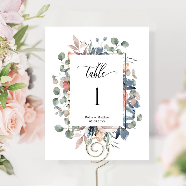 Numéro de table de mariage floral élégant et béni (Créateur téléchargé)