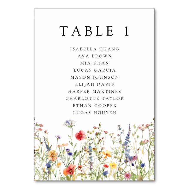Numéro de table de mariage floral estival fantaisi (Par défaut)