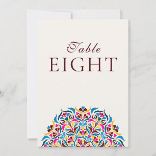 Numéro de table de mariage floral fantaisiste bleu