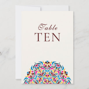 Numéro de table de mariage floral fantaisiste bleu