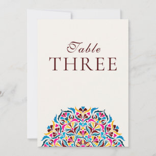 Numéro de table de mariage floral fantaisiste bleu